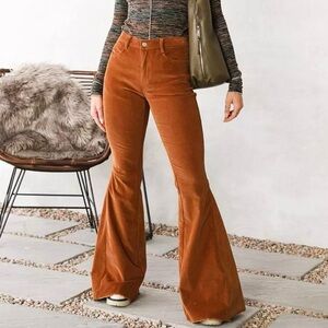 Rust Flare Corduroy Pants